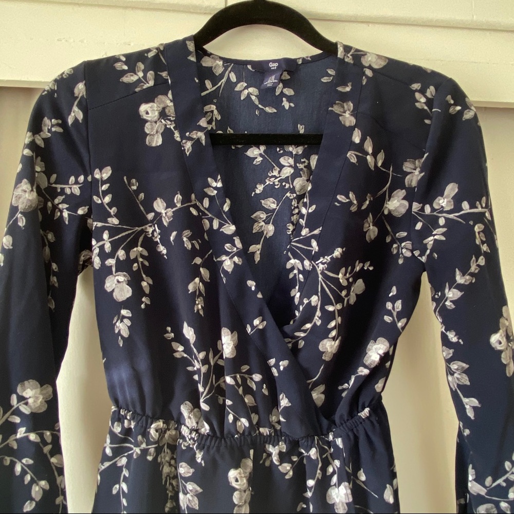 3/4 sleeve wrap print dress